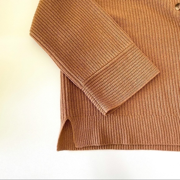 NEW Madewell (Re)sourced Cashmere Ribbed Henley Sweater Honey Chestnut Large - Picture 13 of 16